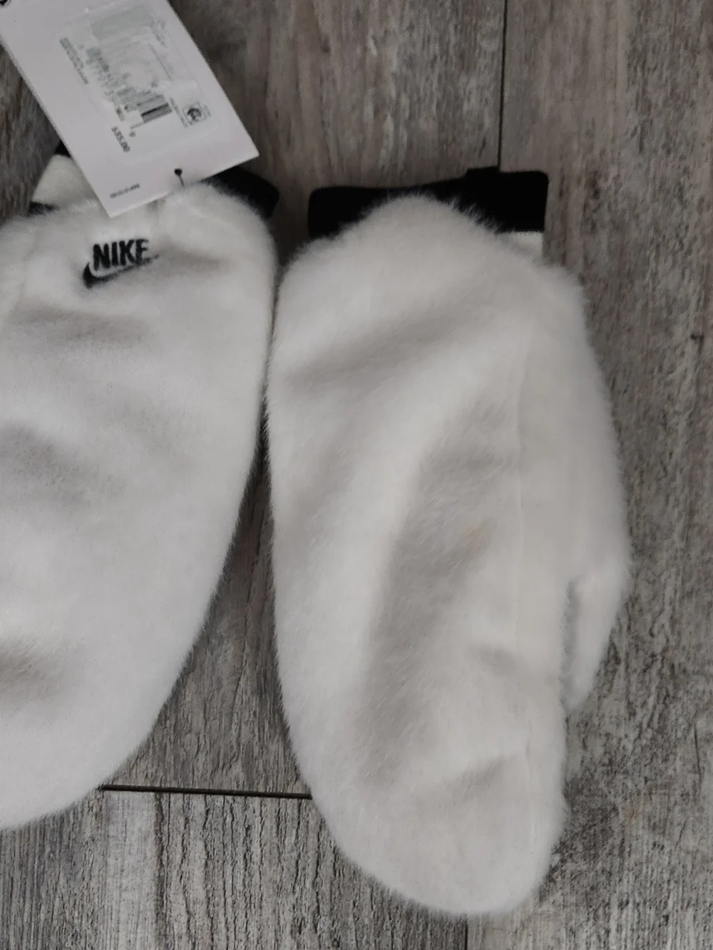 Nike White Fleece Mittens (Women's)- Black Accents